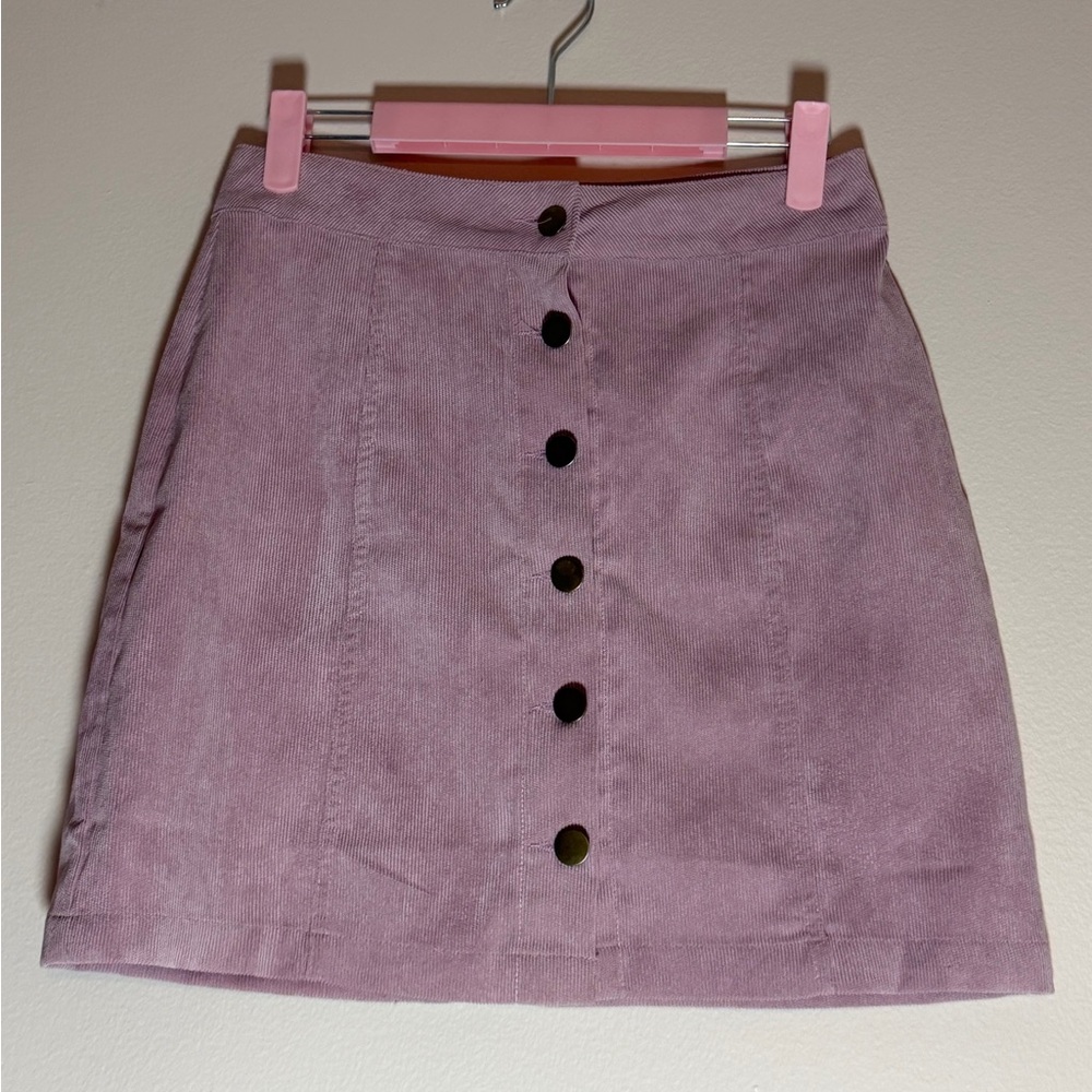 NWOT Pink/Lavender Button-Front Curdory Skirt